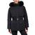 商品Michael Kors | Women's Belted Hooded Faux-Fur-Trim Puffer Coat颜色Black