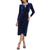 商品Kensie | Women's Velvet Faux-Wrap Long-Sleeve Dress颜色Navy