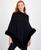 颜色: Anne Black, Anne Klein | Women's Faux Fur Trim Poncho Cape