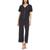 color Black, Flora Nikrooz | Solid Short-Sleeve Top and Capri Pants Pajama Set