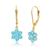 颜色: swiss blue topaz, MAX + STONE | 14k White or Yellow Gold Gemstone Flower Dangle Leverback Earrings