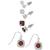 商品Macy's | 4-Pc. Set Cubic Zirconia Square Stud & Drop Earrings in Silver Plate颜色Red