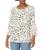 color Egret Animal Print, Van Heusen | Women's 3/4 Sleeve Pleated Crewneck Mixed Media Top