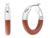 商品Ralph Lauren | 25 mm Leather Tube Hoop Earrings颜色Silver/Brown Leather