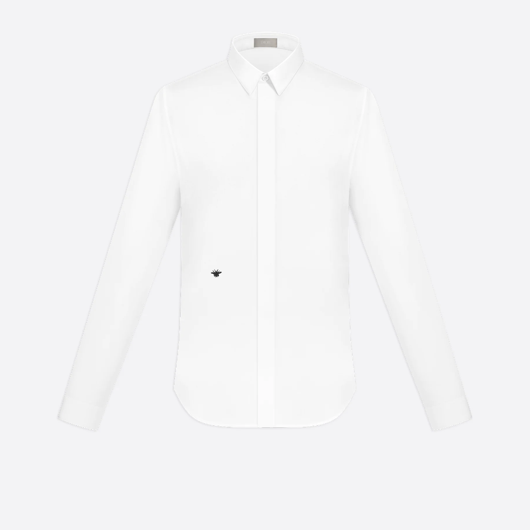 商品第1个颜色White, Dior | 迪奥男装 棉质 刺绣蜜蜂衬衣(两色可选)｜包邮【北美直发，预售下单2周后发货】