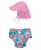 颜色: Aqua Tropical Fruit Floral, green sprouts | Baby Boys or Baby Girls Snap Swim Diaper and Flap Hat UPF 50, 2 Piece Set