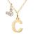 商品Disney | Mickey Mouse Initial Pendant 18" Necklace with Cubic Zirconia in 14k Yellow Gold颜色C