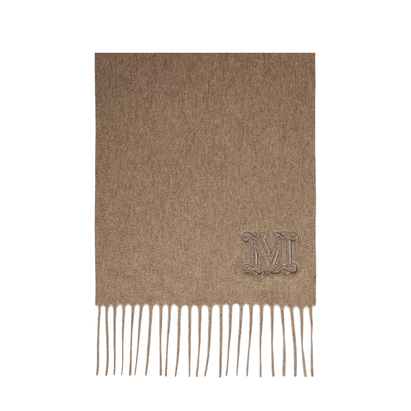 Vivienne Westwood | 【现货】麦丝玛拉 男女通用羊绒M刺绣流苏边围巾（两色可选）, 颜色深褐色