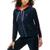 商品Tommy Hilfiger | Women's Zip-Front Velour Hooded Sweatshirt颜色Navy