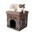 商品第2个颜色dark wood, Pet Life | Pet Life  'Kitty Kallapse' Collapsible Folding Kitty Cat House Tree Bed Ottoman Bench Furniture