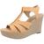 商品Michael Kors | MICHAEL Michael Kors Womens Berkley Canvas Slingback Wedge Sandals颜色Cantaloupe