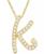 颜色: K, Macy's | Diamond Initial Pendant Necklace (1/10 ct. t.w.) in 14k Gold Over Sterling Silver, 16" + 2" Extender