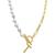 ADORNIA | 14k Gold-Plated Paperclip Chain & Mother-of-Pearl Initial F 17" Pendant Necklace, 颜色Letter T