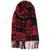 color Red Tartan, Ralph Lauren | Women's Wool Plaid Patchwork Wrap Scarf with Crest Patch