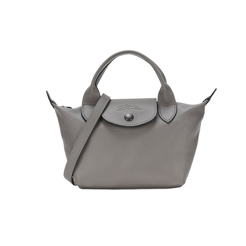 color 灰色, Longchamp | 【10月中旬发货】【王子文同款】珑骧LONGCHAMP女包饺子包新品迷你羊皮手提单肩斜挎包 黑色L1500 757 001