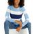 商品Tommy Hilfiger | Women's Flag Logo Colorblocked Cotton Cable-Knit Sweater颜色Chambray Heather Multi