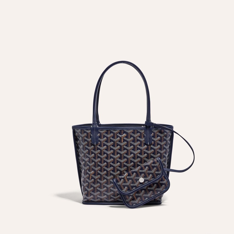 颜色: 海军蓝, Goyard | 高雅德 Anjou Mini男女黑色帆布/小牛皮手提包 ANJOUSMINCG01TY01P（十一色可选）