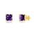 颜色: amethyst, MAX + STONE | 14k Yellow Gold Solitaire Princess-Cut Gemstone Stud Earrings (7mm)