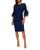 Adrianna Papell | Knit Crepe Tiered Sleeve Dress, 颜色Navy Satin