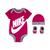 NIKE | Baby Boys or Baby Girls Futura Logo Bodysuit, Beanie, and Booties, 3 Piece Gift Box Set, 颜色Rush Pink