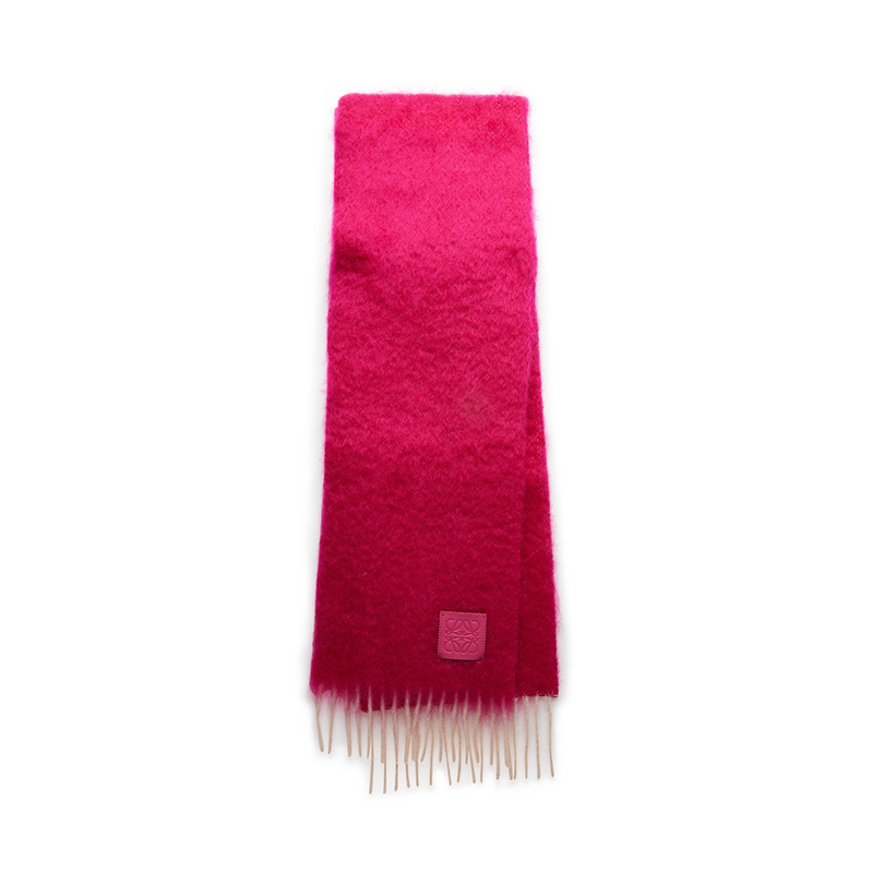 Loewe | 罗意威 男女通用羊毛徽标贴片流苏边围巾（三色可选）, 颜色玫红色