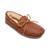 商品Minnetonka | Men's Moosehide Leather Sheepskin Moccasin Slippers颜色Brown