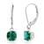 颜色: created emerald, MaxColor | Solid 10K White Gold Cushion Cut Dangle Gemstone Leverback Earrings