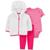 Carter's | Baby Girls Little Hooded Faux Fur Cardigan, Bodysuit and Pants, 3 Piece Set, 颜色Ivory/Pink