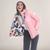 Members Only | Women's Hi-Shine Chevron Quilt Puffer with Looney Tunes Mashup Print Lining, 颜色pink