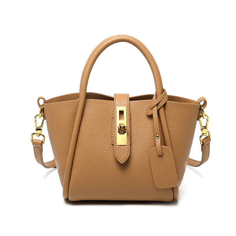 GLENVINTEN | 菜篮子包包2023新款真皮女包水桶包女夏女士手提包斜挎包, 颜色 棕色