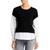商品Tahari | T Tahari Womens Layered Mixed Media Pullover Sweater颜色Black/White