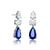 商品第1个颜色Blue, Genevive | Sterling Silver White Gold Plated with Pear Shape and Oval Cubic Zirconia Drop Earrings