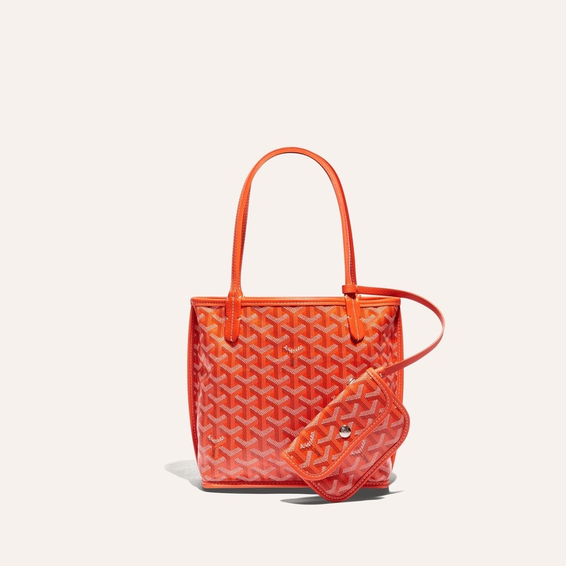 颜色: 橙色, Goyard | 高雅德 Anjou Mini男女黑色帆布/小牛皮手提包 ANJOUSMINCG01TY01P（十一色可选）