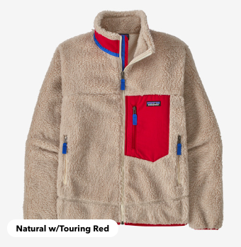颜色: Natural w/Touring Red, Patagonia | 男士经典Retro-X抓绒夹克 | Men's Classic Retro-X® Fleece Jacket