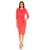 Adrianna Papell | Knit Crepe Tie Waist Sheath Dress, 颜色Vibrant Coral