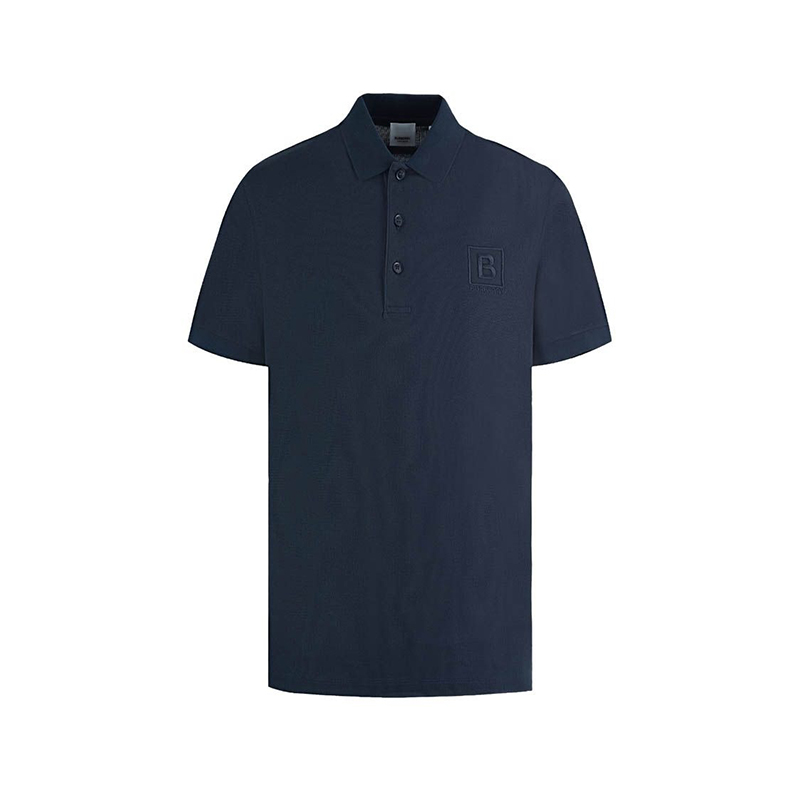 颜色: M-海蓝色, Burberry | 博柏利 男士海军蓝色棉质徽标短袖Polo衫80530251
