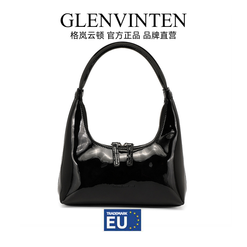 商品GLENVINTEN | 格岚云顿腋下包小众设计高级感牛皮手提法棍包真皮质感包包颜色黑色