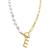 ADORNIA | 14k Gold-Plated Paperclip Chain & Mother-of-Pearl Initial F 17" Pendant Necklace, 颜色Letter E