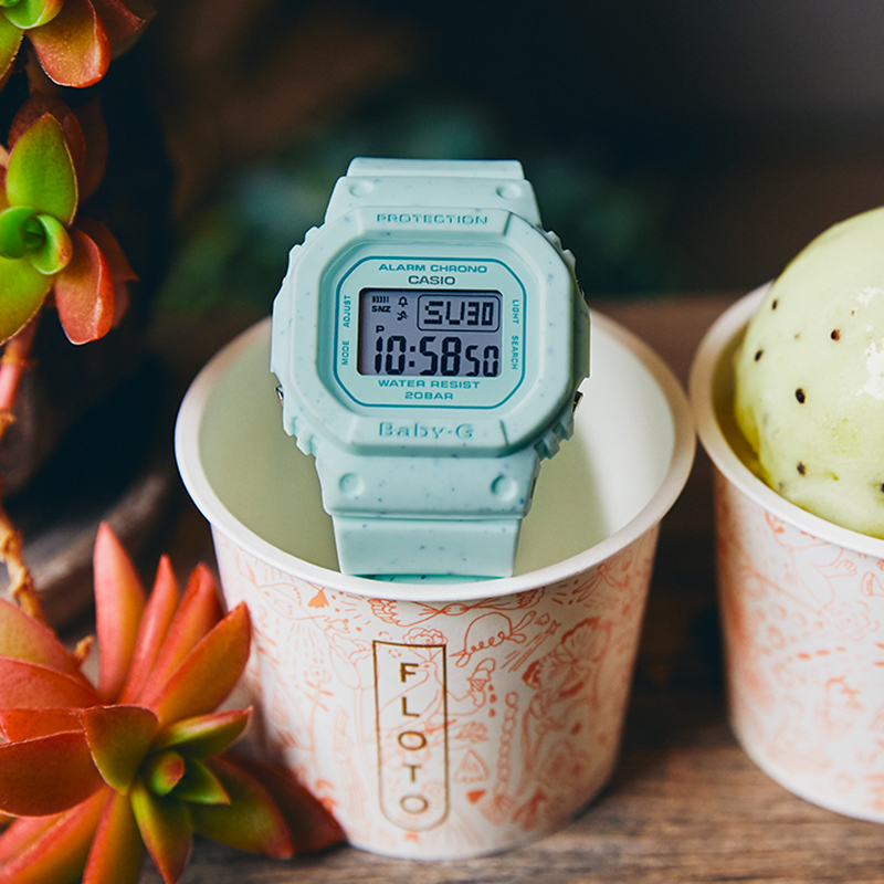 商品第2个颜色哈根达斯蓝, Casio | 爆款卡西欧女表baby-g防水淡粉小方块手表