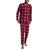 商品第1个颜色Naut Red, Nautica | Men's 2-Pc. Relaxed-Fit Buffalo Plaid Waffle-Knit T-Shirt & Pajama Pants Set