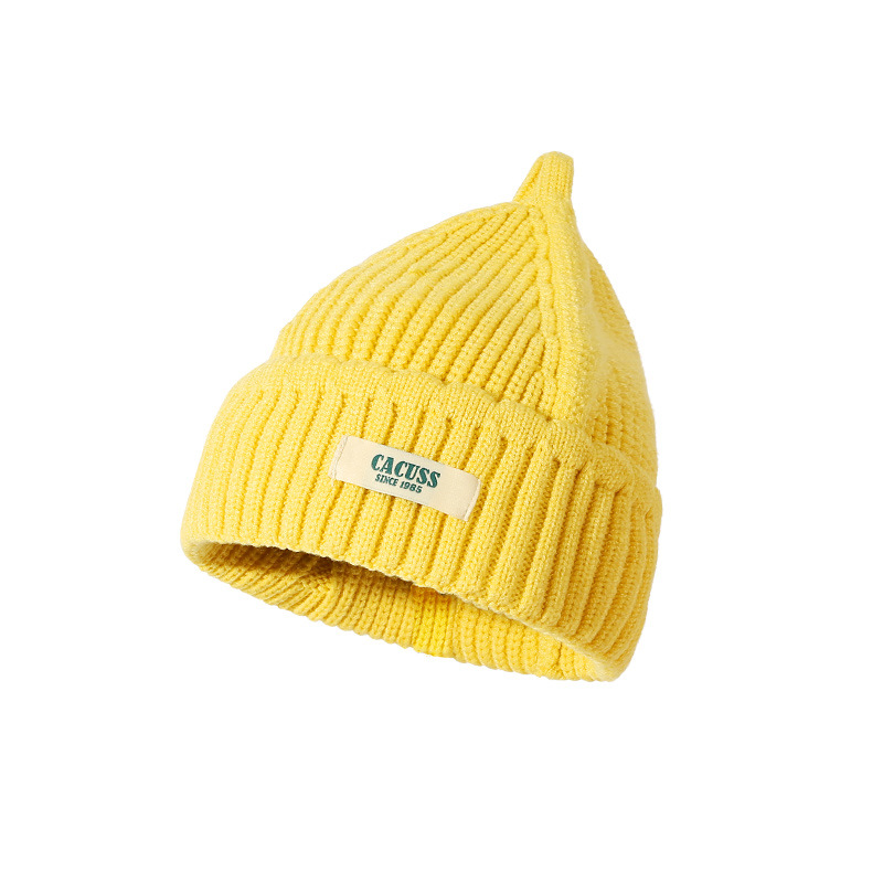 CACUSS | 多巴胺针织帽女时尚显脸小毛线帽韩版潮流男款冷帽冬新品保暖帽子, 颜色姜黄色