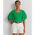 Ralph Lauren | Women's Stretch Cotton Puff-Sleeve Henley Tee, 颜色Green Topaz