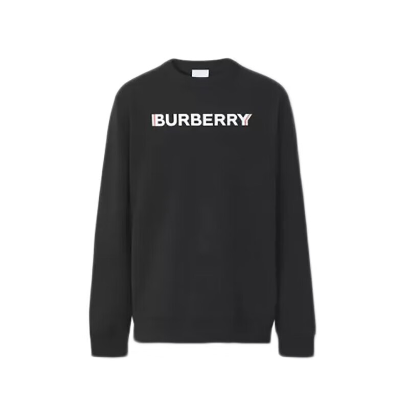 Burberry | BURBERRY/博柏利 男士黑色棉质徽标印花休闲卫衣80688061, 颜色XS