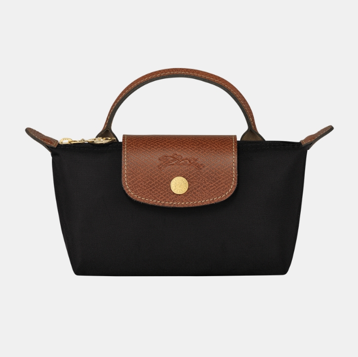 Longchamp | 珑骧女士 Le Pliage短柄可折叠化妆包饺子包手拿包（香港仓发货）, 颜色黑色