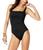 商品Calvin Klein | Women's Pleated One Piece Swimsuit颜色New Black