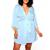 颜色: Light Blue - Polyester, iCollection | Plus Size Alison Satin and Lace Trimmed Split Sleeve Robe