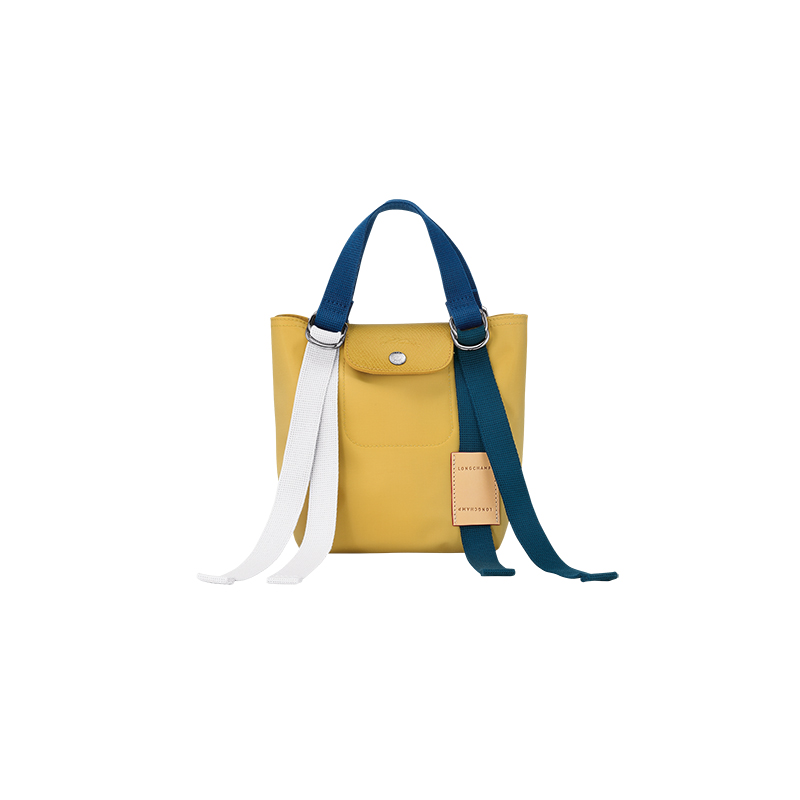商品第4个颜色黄色, Longchamp | 珑骧 女士帆布暗银色五金按扣开合饰有可调彩色节肩带迷你托特包（6色可选）