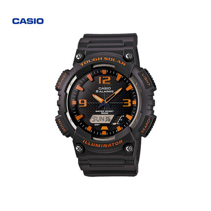 商品Casio | （太阳能动力）卡西欧手表男女学生红色黑暗之心太阳能男表颜色黑橘(每日限定5支）