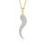 颜色: 20 in, Ross-Simons | Ross-Simons Pave Diamond Italian Horn Pendant Necklace in 18kt Gold Over Sterling