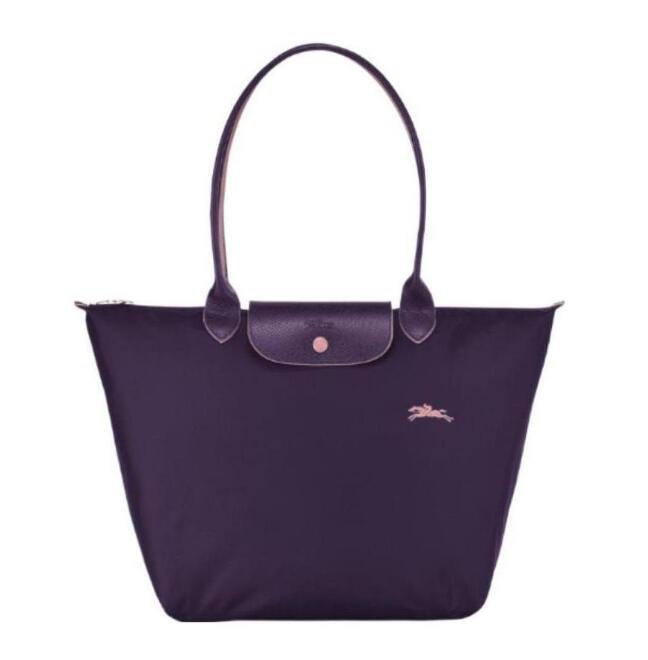 商品第4个颜色紫色, Longchamp | 珑骧女士大号长柄织物可折叠手提单肩饺子包 L1899（香港仓发货）